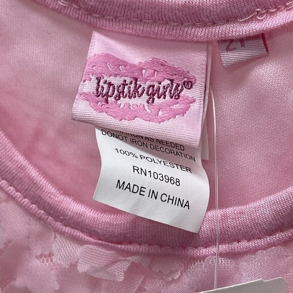 Lipstick Girls Toddler 2T Dress Pink Mesh Floral Sequin Layered New With Tags! - Picture 6 of 7